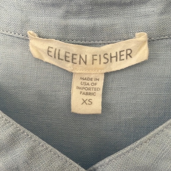 Eileen Fisher | 100% Organic Irish Linen Blue Collarless Button Down Tunic XS - Picture 13 of 13